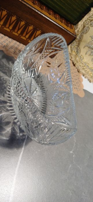 Kryształowa misa gondola łódka żardoniera PRL