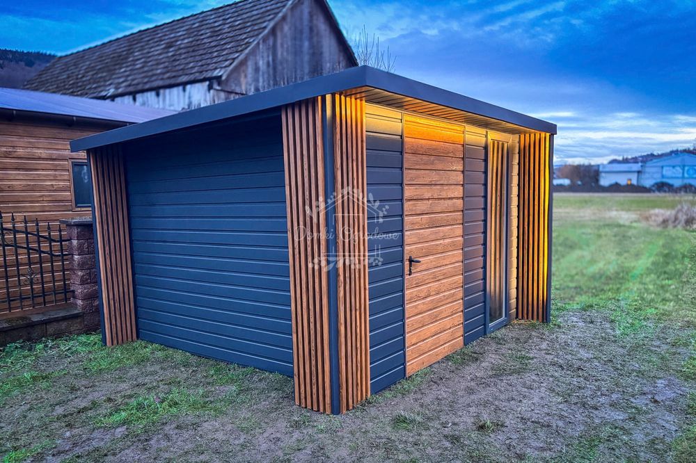 Domek ogrodowy PREMIUM 3x3m Drewnopodobny  dach spad w tył  ID902