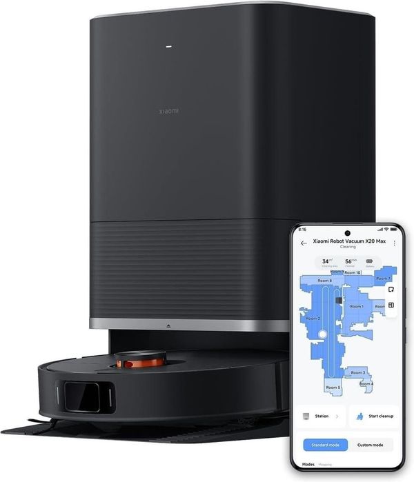 Nowy robot automatyczny, sprzątający Xiaomi Robot Vacuum X20 Max Czarny,wysuwany mop.,stacja myjąca.