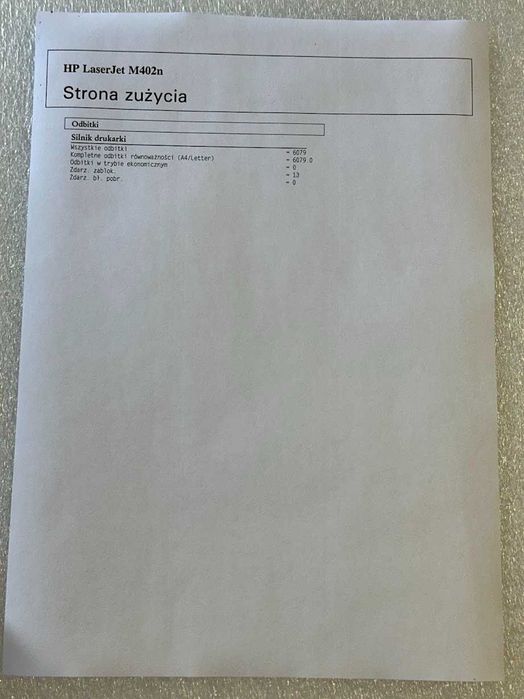 HP LaserJet Pro M402n drukarka laserowa mono LAN przebieg 6079 stron