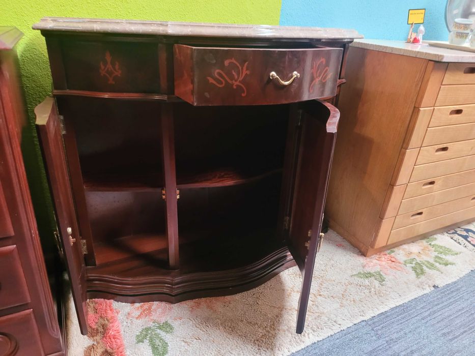 Consola em madeira com tampo em pedra - óptimo estado geral