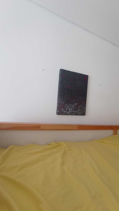 Quadro Abstrato Preto, Vermelho e Verde