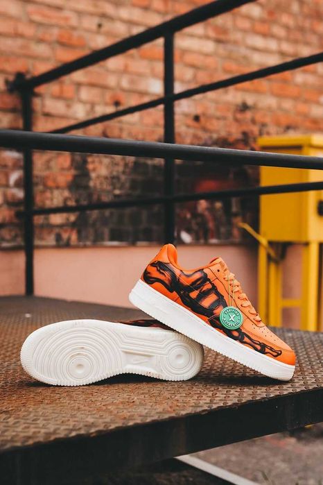 Мужские кроссовки Nike Air Force 1 Skeleton Orange. 40-45