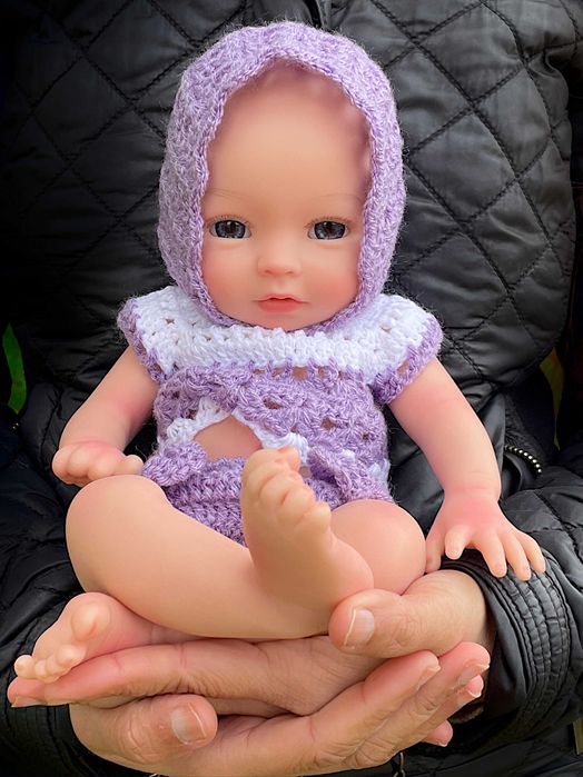 Boneca bebé reborn corpo inteiro silicone 34cm olhos abertos