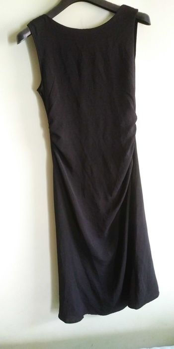 Shein M czarna midi sukienka złote zdobinie drapowana