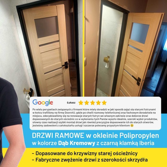 Drzwi WEWNĘTRZNE Z MONTAŻEM, na stare ościeżnice, na wymiar, PREMIUM