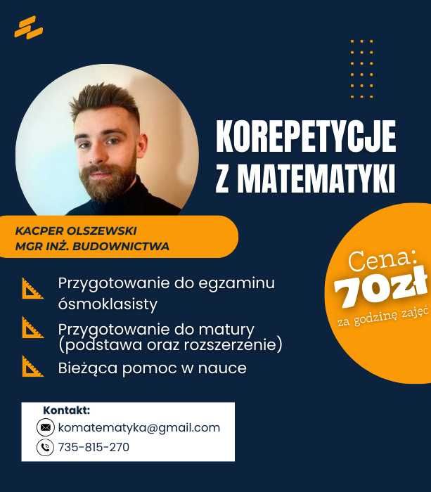 Korepetycje matematyka - szkoła podstawowa/liceum/matura (ONLINE)