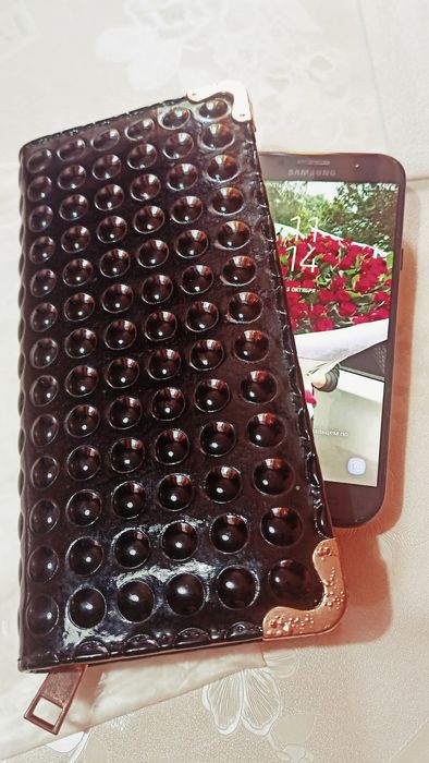 Жіночий гаманець /женский кошелек / Клатч / Портмоне чёрный лаковый