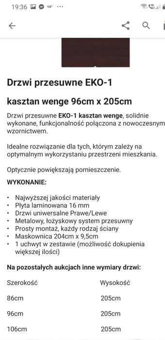Sprzedam dzwi przesówane wewnęczne