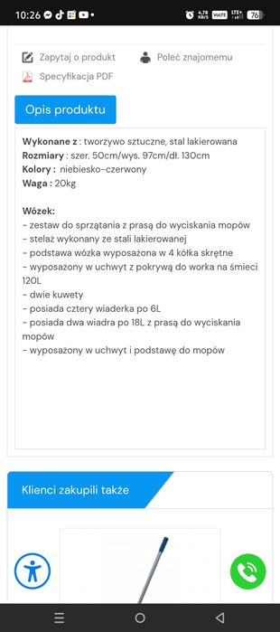 Wózek zestaw do sprzątania