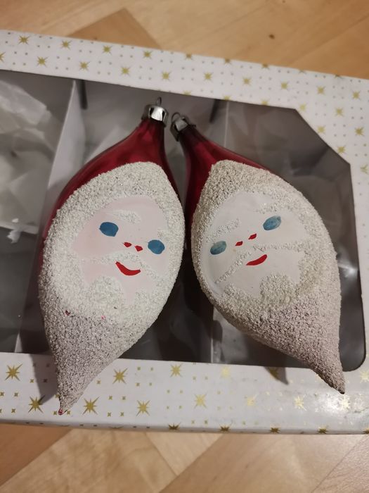 Dwie bombki Prl Sople w kształcie Mikołaja