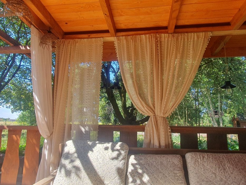 2 zasłony boho ecru 140x200 na taras frędzle