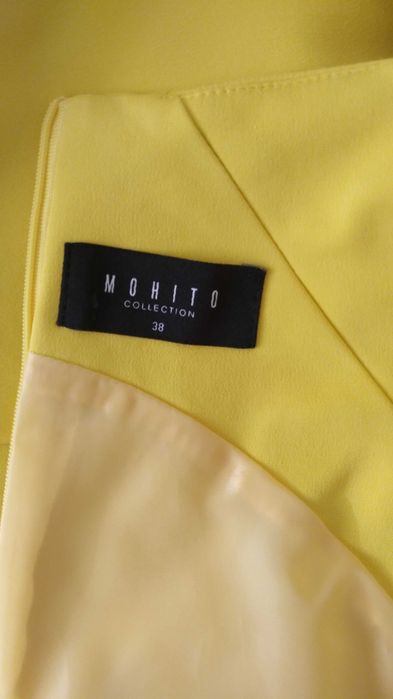 sukienka żółta, dopasowana, 38, MOHITO