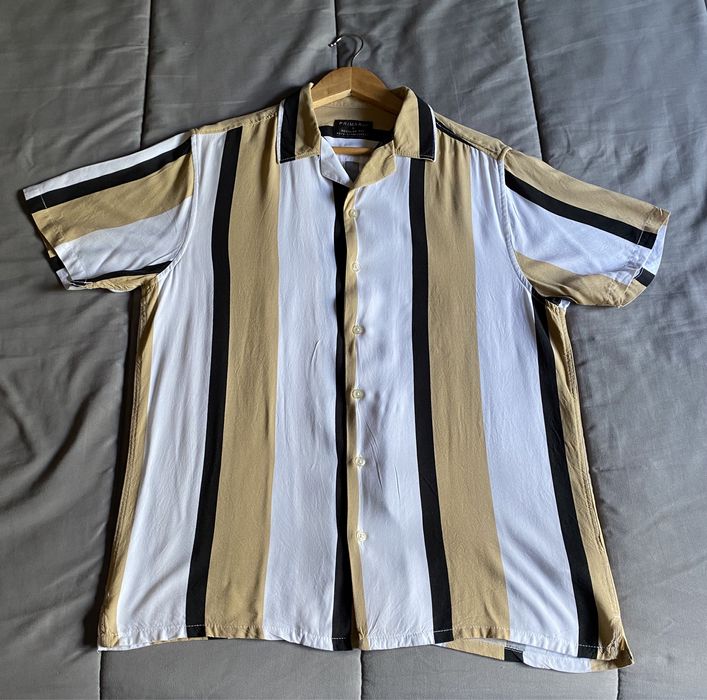 Camisa riscas viscose manga curta