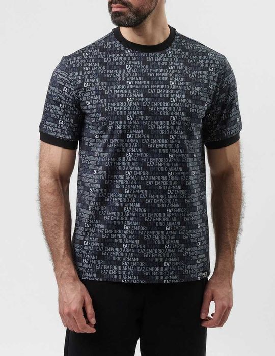 EMPORIO ARMANI EA7 markowy męski t-shirt ALL OVER EA7