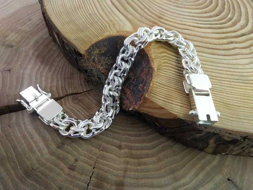 Широкий Серебряный браслет Бисмарк замок коробочка. Срібний Бісмарк