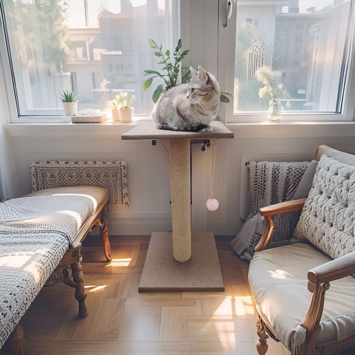 Велика ,важка і стійка  кігтеточка з товстим стовпчиком .когтеточка