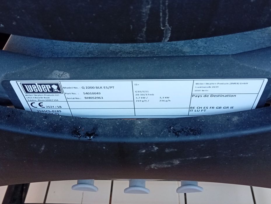 Grelhador Weber Q2200 , oferta bilha gás cheia