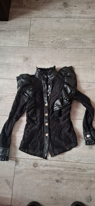 Koszula koronkowa z eco skórą La Monne.Okazja!