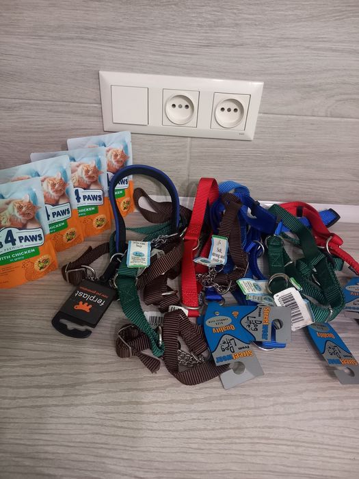 Корм для котиків і нашийник для тваринок