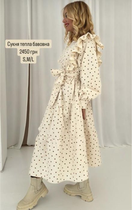 Тепла жіноча сукня в сердечки