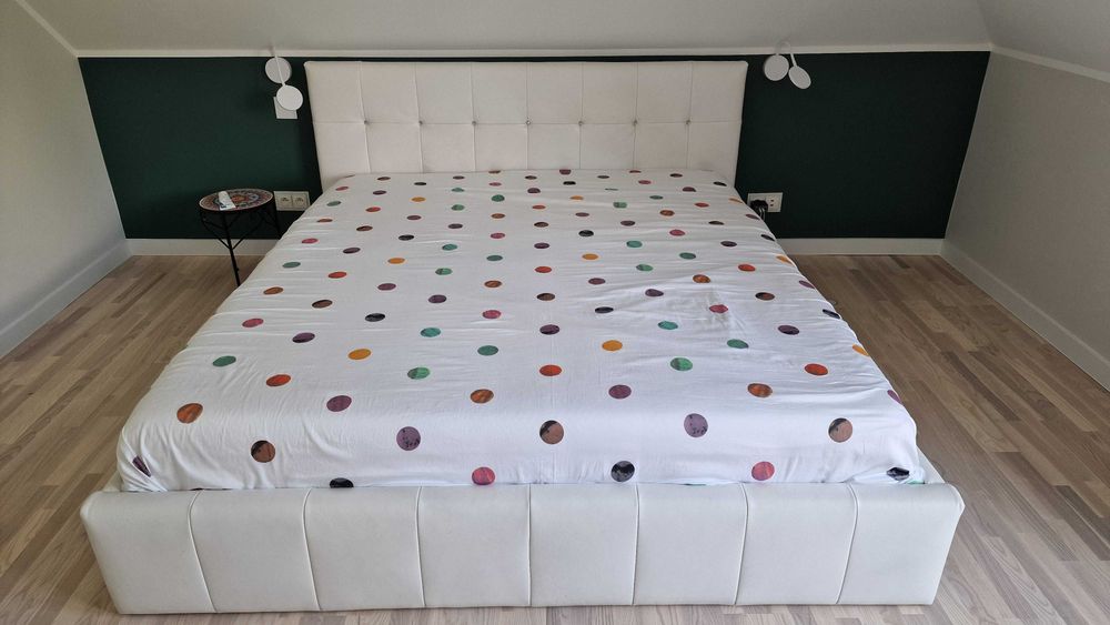 ŁÓŻKO białe ekoskóra na materac 200x180!