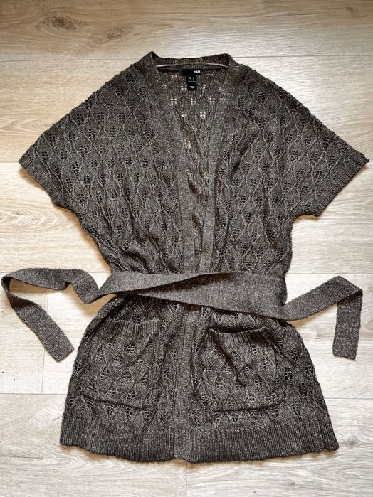 Tanio ażurowa kamizelka HM r. S stan idealny kieszenie wiązana