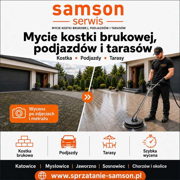 Mycie kostki brukowej, podjazdów i tarasów - sprzątanie | Katowice i Śląsk