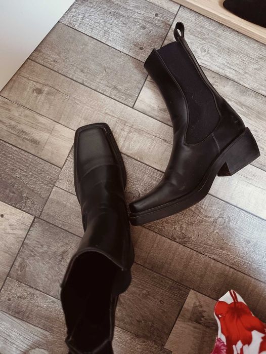 Botki czarne 40, Eco skora