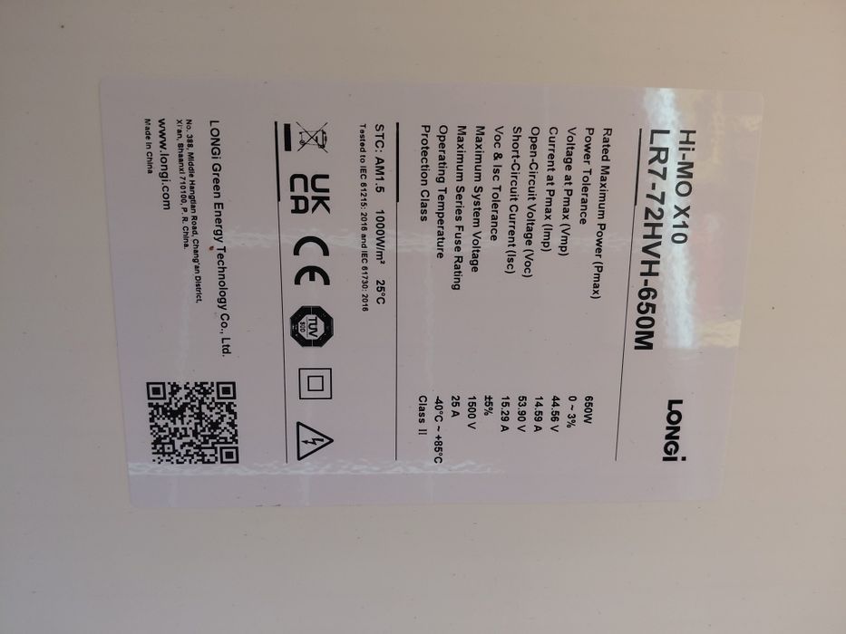 Солнечные панели LONGi Hi-MO X10 650Вт risen 9-144 550w