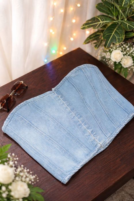 Джинсовий корсетний топ