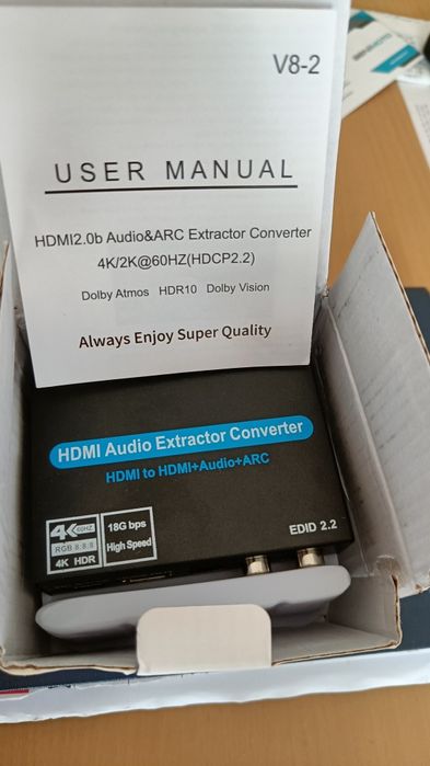 Extrator de Áudio HDMI 4K (ARC / SPDIF / RCA) – Novo
