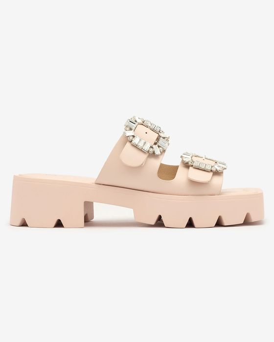 36 37 38 klapki 39 40 41 na platformie grubej podeszwie z kryształkami