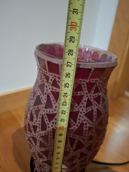 Candeeiro de mesa vidro mosaico vermelho