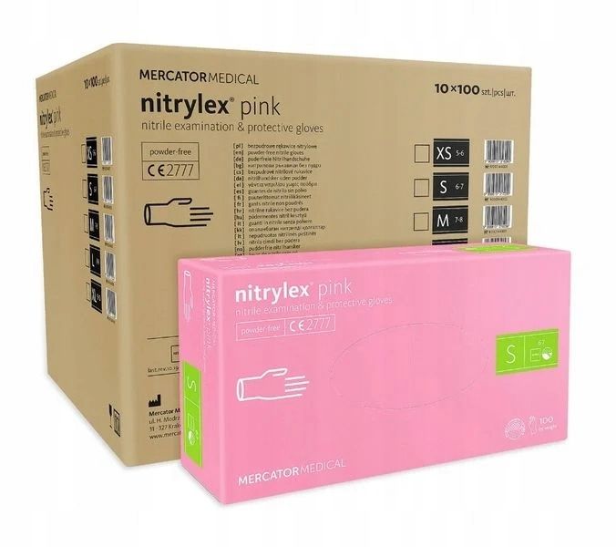 Rękawice nitrylowe 100 szt. 7-s nitrylex pink - 10 szt.