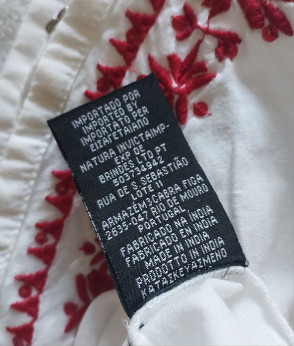 Top Branco Bordado Vermelho, M/L