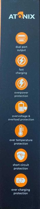 Автомобільний зарядний пристрій Atonix CC2 QC3,0 dual чорний