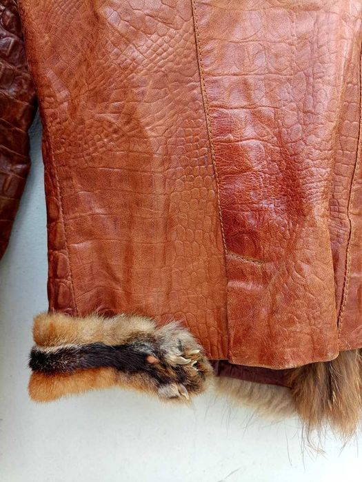 Вінтажна куртка з шкіри ягня з хутром лисиці Sardes leather & fur