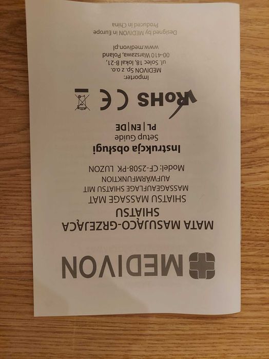 Mata masująca shiatsu Medivon CF!-2508-PK