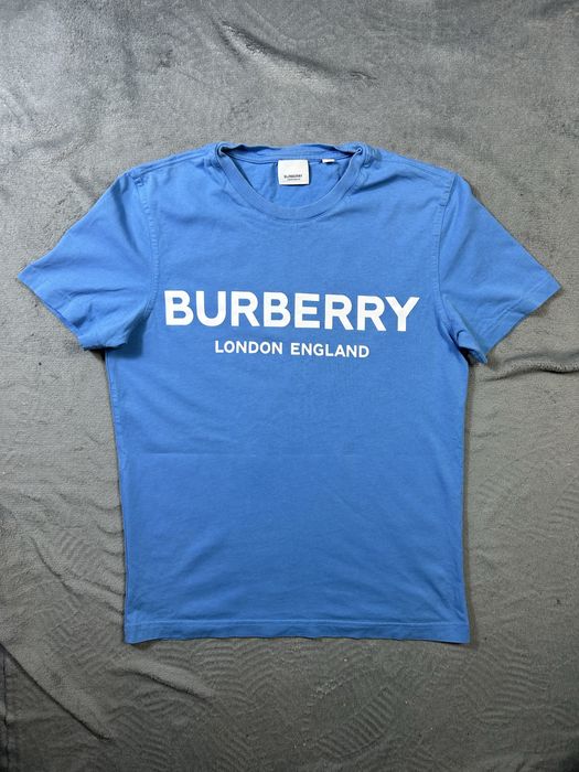 Burberry Koszulka S Logo Niebieska Casual Street Logon England