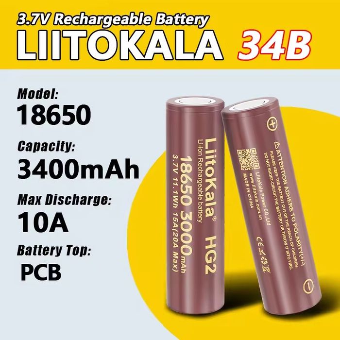 LiitoKala 3,7 В 18650 HG2 3000 мАг літієві акумуляторні батареї