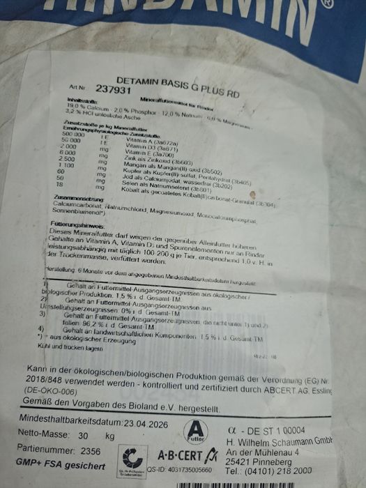 Pasza Mineralna dla Bydła