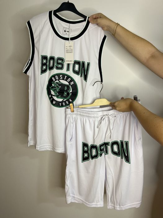 Conjunto basquet branco e verde XL