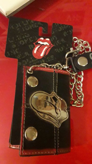 Carteira em pele sintética com corrente Rolling Stones Nova