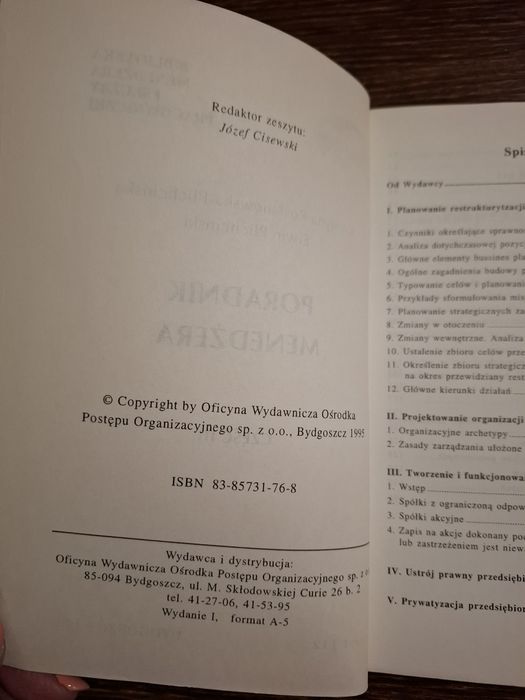 Poradnik menedżera, cz. 1 i cz.3, Krystyna Rosłanowska-Plichcińska