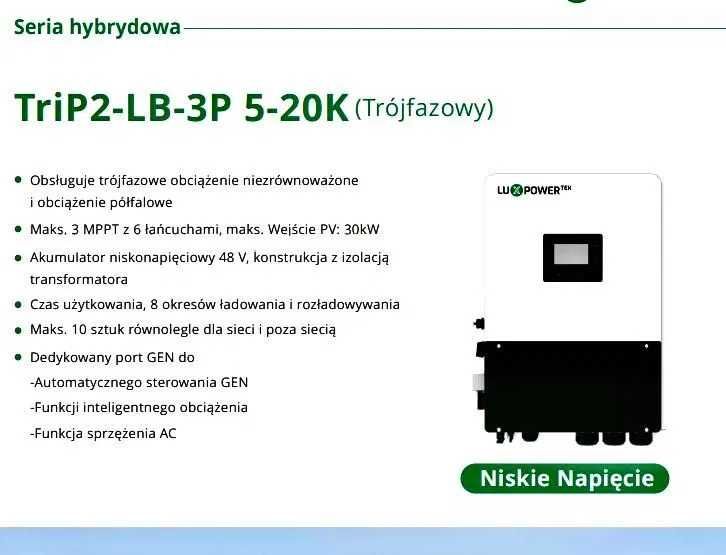 Zestaw budżetowy 12kWh LV (panele, inwerter 3 fazy, magazyn 14,3 kWh)
