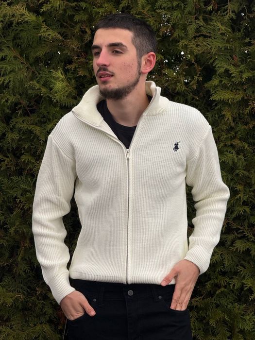 Кардиган Polo Ralph Lauren чоловічий білий зіпка Поло Ральф Лоурен