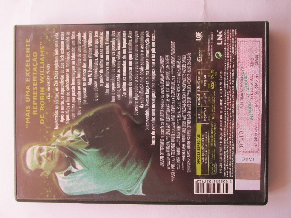 DVD - Final Cut, com Robin Williams, Mira Sorvino, James Caviezel