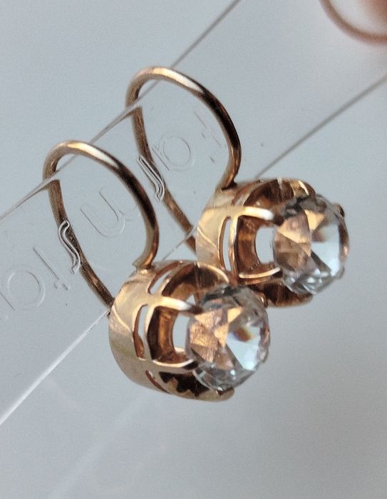 Золотые серьги с Горным Хрусталём СССР Золоті радянські сережки