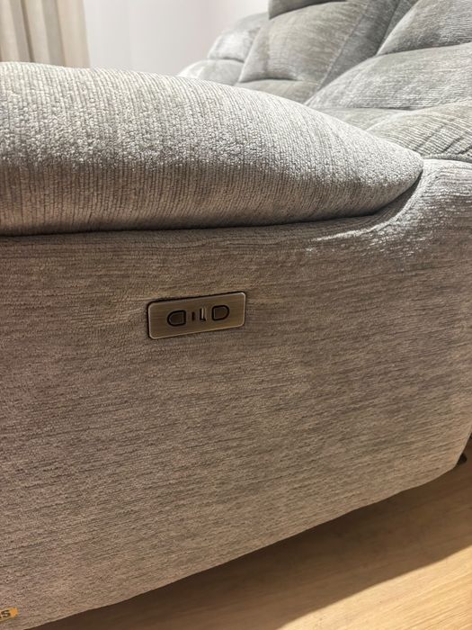 Sofá 3 Lugares Reclinável Elétrico Cinzento - Feira dos Sofás (Com USB e Garantia)